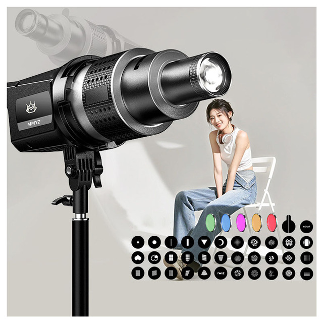 Bowens Mount Projector Attachment Spotlight Conical Optical Snoot Kit for Flash Speedlite With 5 Color Filters and 35 Gobos