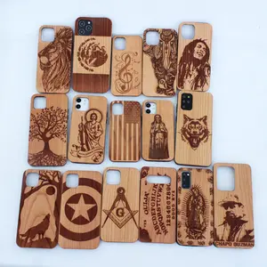 1 Charge = 5 Stück New Custom Design Gravierte Holz Handy hülle für iPhone Naturholz Bambus Hülle für iPhone 13 12 11