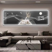 Horloge murale numérique LED moderne de grande taille pour salon, salle à manger, décoration murale animale, peinture murale