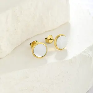 Hot selling Stainless steel 18k Geometric Earrings Fashion New Personalized Hoop with white stone Earrings