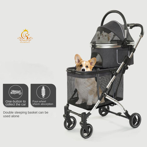 Poussette <span class=keywords><strong>pour</strong></span> animaux de compagnie en aluminium léger et pliable et en matériau Oxford à deux étages Poussette <span class=keywords><strong>pour</strong></span> chiens et chats en PET en vente à chaud en EUR - Product Image 4