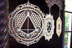 5 éléments Éther <span class=keywords><strong>Air</strong></span> <span class=keywords><strong>Feu</strong></span> <span class=keywords><strong>Eau</strong></span> <span class=keywords><strong>Terre</strong></span> Mandala Solides platoniques en bois faits à la main Art mural suspendu Décoration spirituelle de méditation - Product Image 5