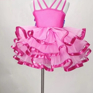 Gaun dansa anak perempuan gaun tutu sekolah dansa payet merah muda gaun pesta balet panggung dewasa kostum dansa anak kamisol - Product Image 3