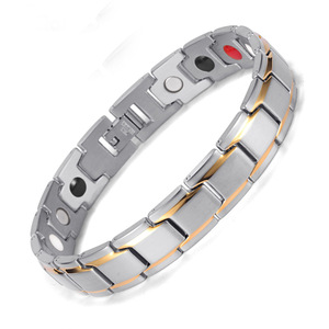Pulsera Magnética de Acero de Titanio para Hombre, Terapia de Energía, Oro de 24K, 4 en 1, Elementos Bio Magnéticos, Pulsera Magnética para el Alivio del Dolor - Product Image 2
