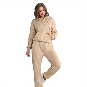 Conjuntos Deportivos Casuales Ligeros para Mujer, Invierno, con Cierre de Cordón, Sudadera con Capucha y Logotipo Frontal, Pantalones Deportivos Transpirables, Venta al Por Mayor - Product Image 1