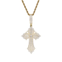 Pendentif Croix en Argent Sterling S925 Style Hip Hop, Breloque Religieuse pour Hommes et Femmes, Cadeau de Fête