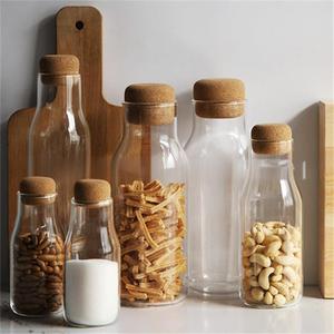 Pot en verre avec <span class=keywords><strong>bouchon</strong></span> en liège, pots personnalisés, récipient alimentaire en verre, grande capacité, pot <span class=keywords><strong>de</strong></span> rangement en verre pour la cuisine - Product Image 2