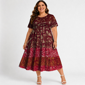 Vestido de <span class=keywords><strong>Manga</strong></span> <span class=keywords><strong>Larga</strong></span> con Cuello Redondo, Diseño Tribal Polinesio Elei, Estilo Casual y Formal, Combinable con Todo, Precio Promocional - Product Image 1
