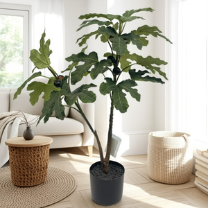 شجرة تين صناعية معتمدة بالأشعة فوق البنفسجية مخصصة للديكور الداخلي والخارجي للمنزل والمكتب مع سلة من حبل القطن - Product Image 4