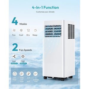 Aire Acondicionado Portátil de 11899 BTU, Solo Frío, con Control Remoto, Unidad de Plástico Blanca para Uso Doméstico - Product Image 3
