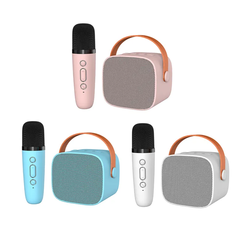 Speaker nirkabel Mini portabel, pengeras suara kotak pesta Karaoke tanpa kabel portabel dengan mikrofon menyanyi rumah