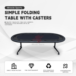 Mesa de Póker Ovalada de Lujo con Patas Metálicas Plegables Resistentes - Diseño Profesional para Torneos de 10 Jugadores, Fácil Almacenamiento, Estilo <span class=keywords><strong>Casino</strong></span> - Product Image 3