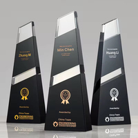 Trophée noir personnalisé de luxe Plaque en cristal de qualité supérieure Prix des employés Trophées et médailles d'appréciation d'honneur d'anniversaire