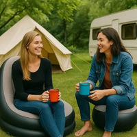 Canapé-lit gonflable pliable avec repose-pieds, moderne, en PVC floqué, fauteuil inclinable paresseux pour la maison, salon, camping en plein air, canapé gonflable portable
