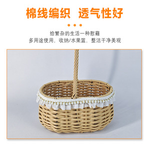 Panier de fleurs artificielles réalistes, centre de table en rotin tressé fait main pour la décoration de la maison, des mariages et des fêtes, style ferme nordique - Product Image 4