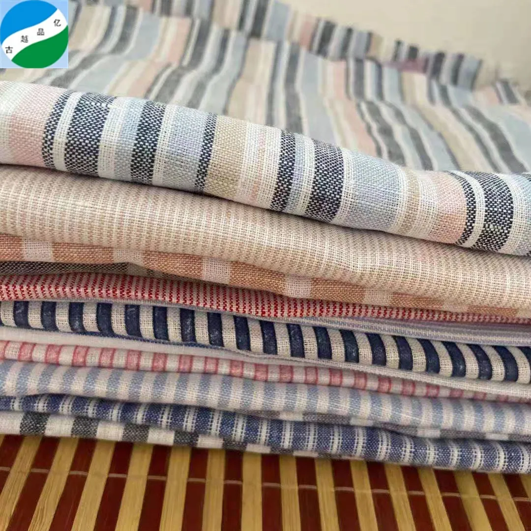 flax fabric stock fabric flax yarn dyed linen fabric linum usitatissimum tecido de linho puro stripes