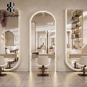 Manufacturer Arched Design Barber Hair One-sided Modeling <b>Mirror</b> Beauty Station Equipment LED Makeup Salon <b>Mirror</b> Workstation - Product Image 5