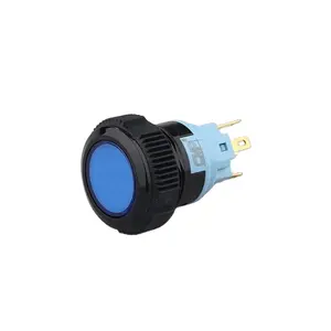 Saklar lampu LED plastik, CMP 5A bersertifikat UL, tahan air IP67 sementara, 22mm merah dan hitam tombol tekan