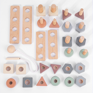 Montessori Macron legno <span class=keywords><strong>dado</strong></span> giochi educativi vite combinazione blocco filettatura perline Juguetes giocattoli per bambini ragazzi ragazze - Product Image 4