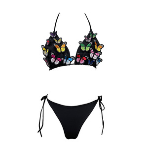 Adjustable Strapless Swimsuit Colorful 3D Butterfly <b>Bikini</b> Fashionable Beachwear Women's Swimwear - Product Image 4