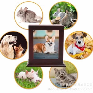 Solid Wood Pet <b>Urn</b> Rectangle Airtight With Photo Frame For <b>Cats</b> And Dogs Commemorative Memorial Box - Product Image 3