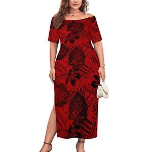 Fabbrica Outlet polinesiano Elei Design tribale Custom di tendenza festa di matrimonio Sexy donna monospalla con abito a forchetta alta - Product Image 3