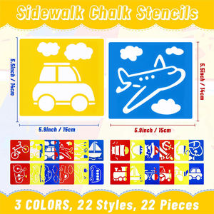 Panwenbo 22 Set <span class=keywords><strong>Pochoir</strong></span> pour enfants Diy Diy Éducatif Enfants Dessin Plastique Dessin <span class=keywords><strong>Pochoir</strong></span> Règle Pochoirs Pour Enfants - Product Image 3