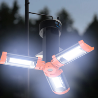 Lampe de travail LED portable sans fil à batterie lithium rechargeable, lampe de camping à 3 têtes, support de 73,2 pouces de hauteur, trépied détachable, indice de protection IP55