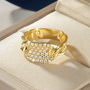 Großhandel Herrenring Hip-Hop Iced Out Liebes-Romantik-<span class=keywords><strong>Ring</strong></span> Versprechen Mode 5A Klarer Runder Zirkon Kubanische Kette Verlobungsring - Product Image 5