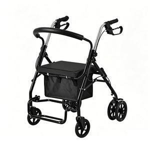 Senior Shopping <b>Cart</b> 4 Wheel <b>Foldable</b> Lightweight Mobility Aid For Elderly With PU Wheels And Polishing Surface - Product Image 3