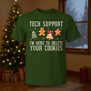 Tech Support Christmas Cookies T-shirt pour homme, cadeau amusant pour les fêtes - Product Image 3