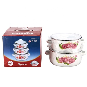 Ensemble de 3 casseroles en fonte émaillée avec poignées composites, couvercles en verre trempé, design floral écologique, compatible gaz et <span class=keywords><strong>induction</strong></span> - Product Image 6