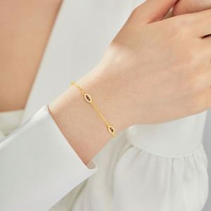 Bracelet Dylam en plaqué or 18 carats avec chaîne délicate, bijou simple, cadeau pour femme, yeux de saphir bleu porte-bonheur, zircone cubique 5A - Product Image 5