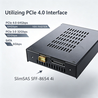 Unestech Aluminium Metal 2.5" U.2/U.3 NVMe PCIe 4.0 SSD HDD Mobile Rack Enclosure (SFF-8654 4i) Casing Server PC