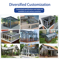 Véranda modulaire insonorisée et coupe-vent en verre, maison de jardin extérieure en aluminium, véranda triangulaire
