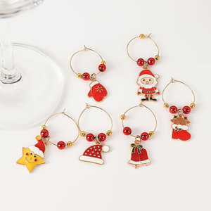 6 unids/set dijes de copa de vino TEMA DE Navidad <span class=keywords><strong>marcadores</strong></span> de copa de vino etiquetas recuerdo de fiesta de Navidad regalos de dijes de vino identificados - Product Image 3