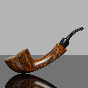 Bent Tobacco Pipe Briar Wood 3mm Mouthpiece Vulcanized Rubber Wholesale Smoking Pipe - Product Image 4