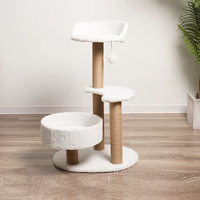 Arbre à chat écologique, simple, élégant, peu encombrant, avec plateforme de saut intégrée, griffoir en sisal, structure d'escalade et nid