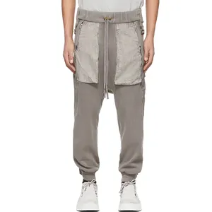 OEM Custom Men's Heavyweight Sweatpants Canvas Waffle Knit Cotton Pants Men Adjustable Bottom Opening Loose Pants