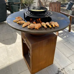 Zware Corten Metalen Barbecue Buiten Metalen Vuurschaal Met Grillring
