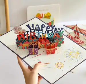 Kertas Festival hadiah kartu ucapan produsen grosir kustom 3D Pop up cetak ulang tahun kartu Natal Eropa malaikat 02