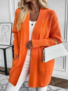 Herbst Und Winter Mode Lassige Einfarbige Damen Loose Mid-Long Pullover - Product Image 2