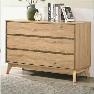 Natural 3-Drawer Wide Dresser Chest Natural Wood 3 Drawer Chest