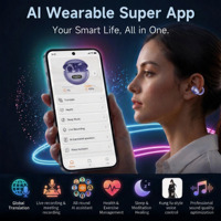 Écouteurs intra-auriculaires à réduction de bruit avec application, traducteur vocal IA en temps réel, enregistrement de réunions, méditation et suivi du sommeil