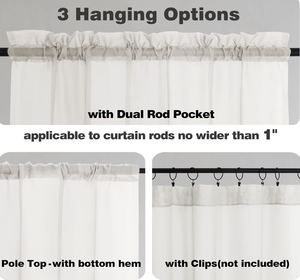 Rideaux à œillets en polyester blanc semi-transparent, 238,76 cm de long, chambre à coucher, occultant la lumière, voile de confidentialité, moderne, élégant, côtier - Product Image 5