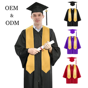 Togas y <span class=keywords><strong>birretes</strong></span> <span class=keywords><strong>de</strong></span> graduación unisex para niños y adolescentes, personalizables con logotipo, 100% poliéster, ecológicos y transpirables. - Product Image 2