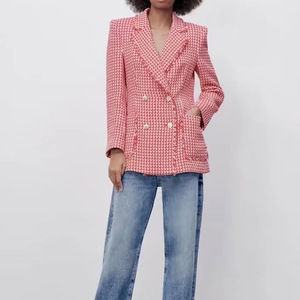 Giacca Casual da <span class=keywords><strong>donna</strong></span> <span class=keywords><strong>in</strong></span> <span class=keywords><strong>Tweed</strong></span> doppiopetto manica lunga da <span class=keywords><strong>donna</strong></span> - Product Image 3