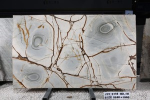 แผ่นหินแกรนิตปาตาโกเนียขัดเงาทันสมัยขายส่ง พร้อมลายเส้นสีทอง สีขาว ทนทานและกันคราบ - Product Image 3