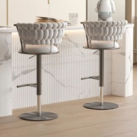 Tabouret de bar pivotant réglable de luxe tissu de velours léger avec base en métal meubles personnalisés cuisine salle à manger chaises de bar