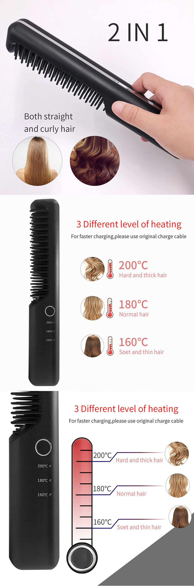 Electric Dryer Hot Air Comb Roll And Brush Set Straightening Straight Dual Use Combines In One Straightener Curler